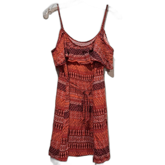 Hollister spaghetti strap dress tunic tie back belt pink boho print women's sz S - Picture 5 of 9